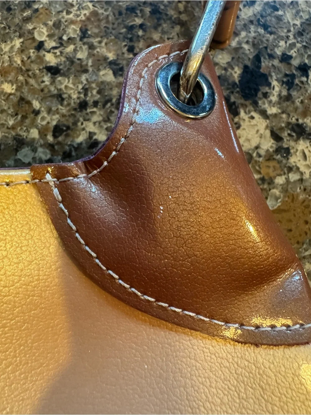 Vintage Longchamp French Gold and Brown Shoulder Bag